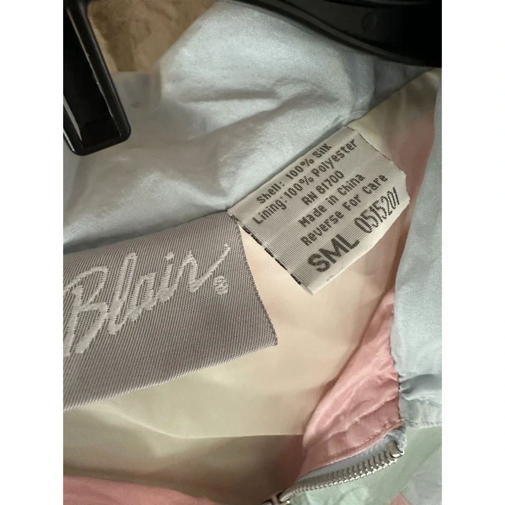 Vintage 90s Silk Windbreaker Jacket Pastel Colorblock Blair S Lightweight - Picture 4 of 5